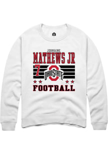 Jermaine Mathews Jr Rally Mens White Ohio State Buckeyes NIL Striped Player Crew