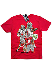 Jeremiah Smith Ohio State Buckeyes Red Football Caricature Short Sleeve Fashion Player T Shirt