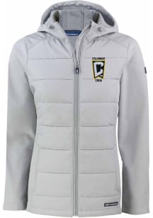 Cutter and Buck Columbus Crew Womens Grey Evoke Hood Heavy Weight Jacket