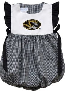 Vive La Fete Missouri Tigers Baby Girls Black Gingham Bubble Short Sleeve Dress