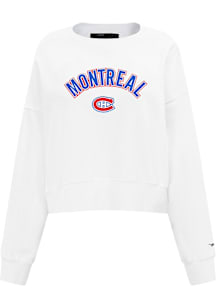 Pro Standard Montreal Canadiens Womens White Classic Chenille Crew Sweatshirt