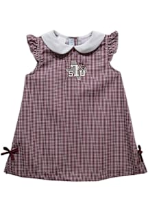 Vive La Fete Texas Southern Tigers Toddler Girls Maroon Gingham Short Sleeve Dress