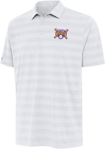 Antigua LSU Tigers Mens White 2025 College World Series Champions Tunnel Short Sleeve Polo