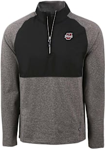 Cutter and Buck Massachusetts Minutemen Mens Black Adapt Eco Hybrid Long Sleeve Qtr Zip Pullover