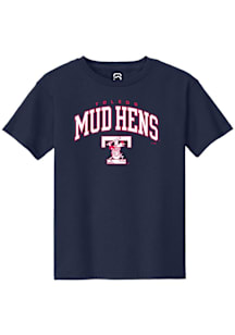 Summit Sportswear Toledo Mud Hens Youth Navy Blue Arch Mascot Short Sleeve T-Shirt