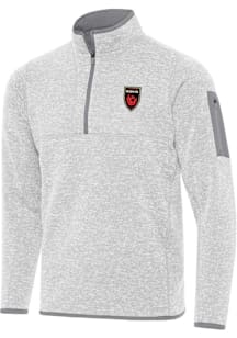 Antigua Phoenix Rising FC Mens Grey Fortune Long Sleeve Qtr Zip Pullover