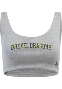 Womens Drexel Dragons Grey Hype and Vice Scoop Crop Bra Tank Top