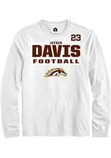 Jayden Davis Mens White Western Michigan Broncos NIL Stacked Box Long Sleeve Player T Shirt