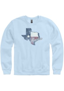 Houston Mens Blue State Shape Long Sleeve Crew Sweatshirt