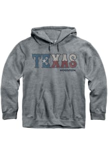 Houston Mens Grey Wordmark Long Sleeve Hoodie