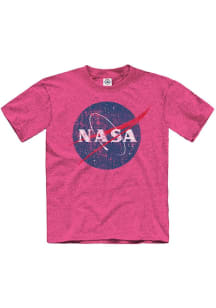 Houston Youth Pink NASA Logo Short Sleeve Fashion T-Shirt