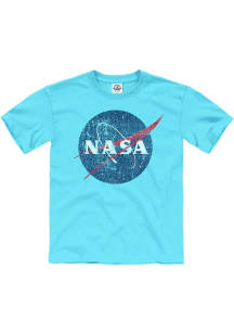 Houston Youth Blue NASA Logo Short Sleeve Fashion T-Shirt