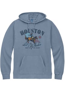 Houston Mens Blue Let's Rodeo Long Sleeve Hoodie