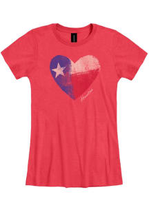 Houston Womens Red Texas Flag Heart Short Sleeve T-Shirt