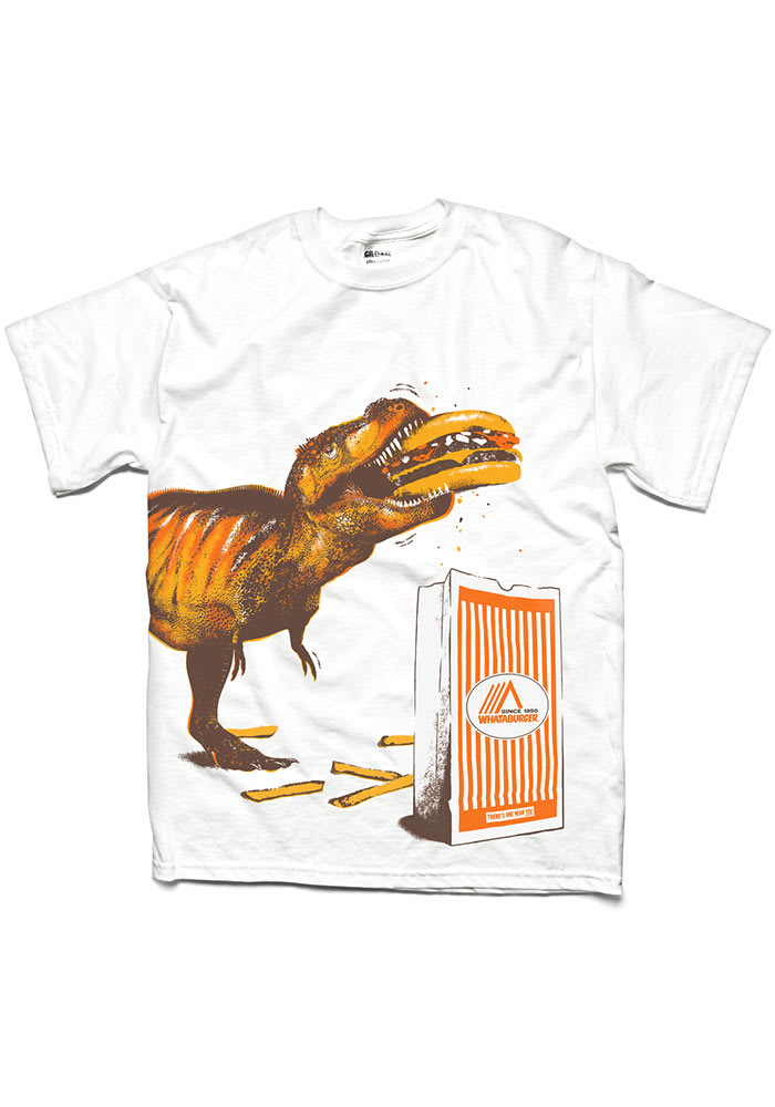 Whataburger Texas Youth White T-Rex Short Sleeve T Shirt