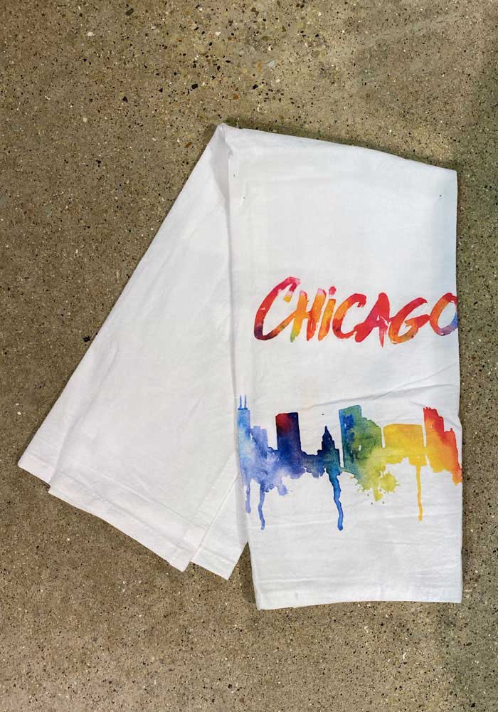 Chicago Watercolor Drip Towel
