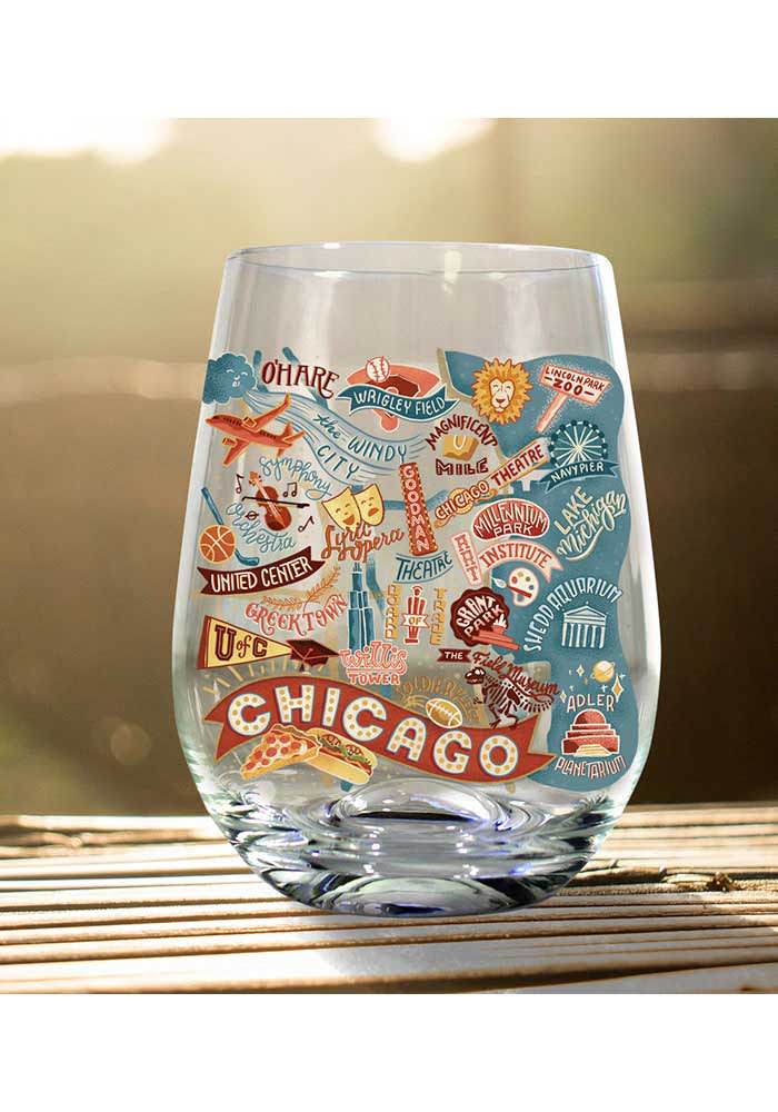 Chicago Vintage Map Stemless Wine Glass