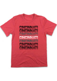 Cincy Shirts Cincinnati Red Repeating Short Sleeve Tee