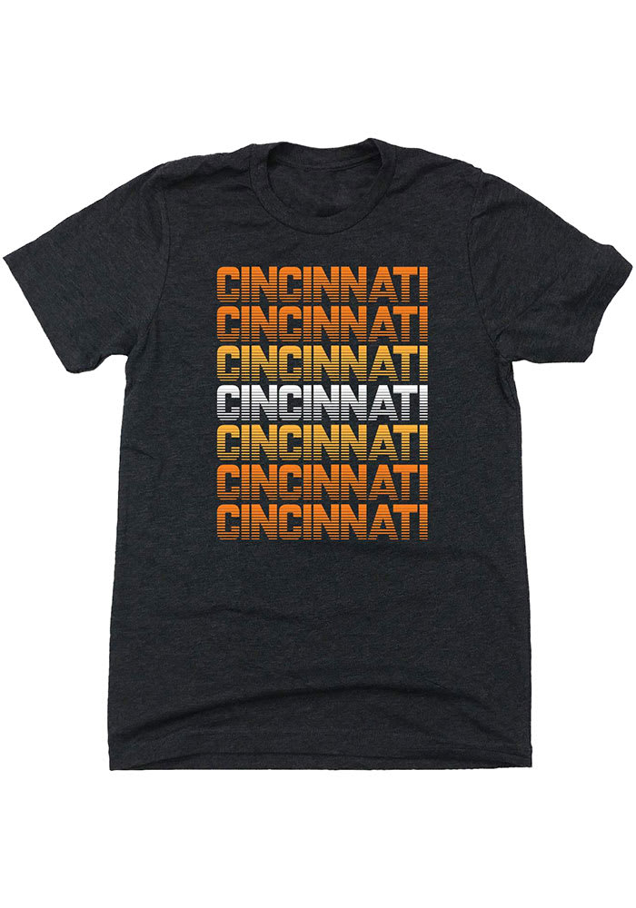 Cincy Shirts Cincinnati Repeating Black Short Sleeve Tee