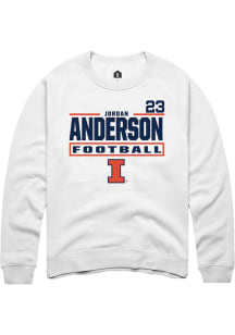 Jordan Anderson Rally Mens White Illinois Fighting Illini NIL Stacked Box Player Crew