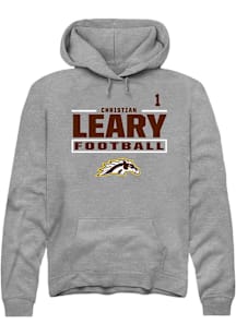 Christian Leary Western Michigan Broncos Mens Grey Football NIL Stacked Box Player Hood