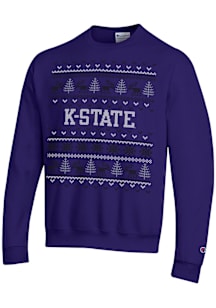 Champion K-State Wildcats Mens Purple Christmas Long Sleeve Crew Sweatshirt