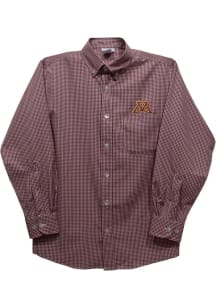 Youth Minnesota Golden Gophers Maroon Vive La Fete Gingham Long Sleeve Polo