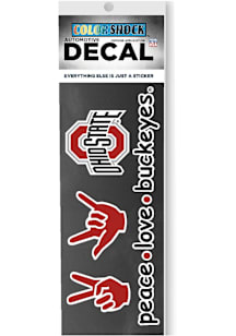 Ohio State Buckeyes Peace Love Buckeyes Auto Decal - Red