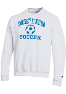 Champion Buffalo Bulls Mens White Soccer Powerblend Long Sleeve Crew Sweatshirt