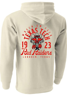 Texas Tech Red Raiders Mens Oatmeal Mascot Overlay Long Sleeve Hoodie