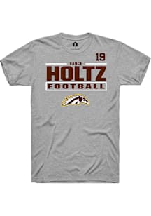 Vance Holtz Western Michigan Broncos Grey Football NIL Stacked Box Short Sleeve Player T Shirt