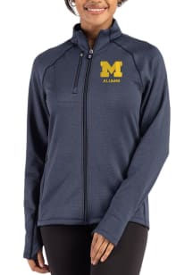 Womens Michigan Wolverines Navy Blue Cutter and Buck Alumni Peshastin Long Sleeve Full Zip Jacket
