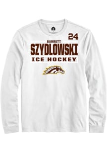 Garrett Szydlowski Mens White Western Michigan Broncos NIL Stacked Box Long Sleeve Player T Shirt