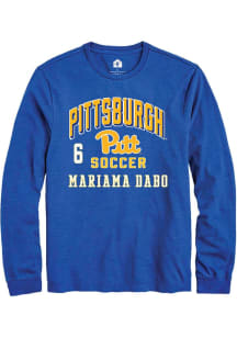 Mariama Dabo Mens Blue Pitt Panthers NIL Arch Logo Long Sleeve Player T Shirt