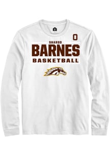 Sharod Barnes Mens White Western Michigan Broncos NIL Stacked Box Long Sleeve Player T Shirt