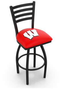 Black Wisconsin Badgers High Back Swivel Pub Stool