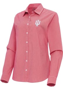 Womens Indiana Hoosiers Crimson Antigua Porter Long Sleeve Dress Shirt