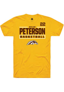 Declan Peterson Rally Mens Gold Western Michigan Broncos NIL Stacked Box Player T Shirt