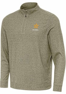 Antigua Army Mens Olive Subtle Long Sleeve Qtr Zip Pullover