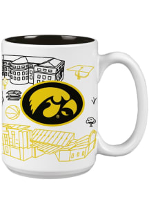 Iowa Hawkeyes 15oz Campus Line Art Ceramic Mug - White