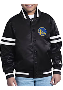 Starter Golden State Warriors Youth Black Satin Medium Weight Jacket