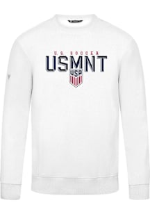 Levelwear USMNT Mens White Zane Carve Long Sleeve Crew Sweatshirt