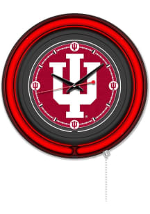 Black Indiana Hoosiers Double Neon Wall Clock