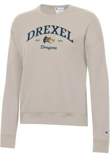 Womens Drexel Dragons White Champion Arch Est Date Powerblend Crew Sweatshirt