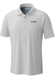 Mens Illinois Fighting Illini White Columbia Heat Seal Low Drag Offshore Short Sleeve Polo Shirt