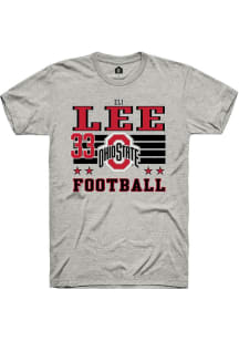 Eli Lee Rally Mens Ash Ohio State Buckeyes NIL Striped Player T Shirt