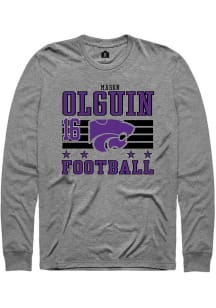 Mason Olguin Rally Mens Grey K-State Wildcats NIL Striped Tee