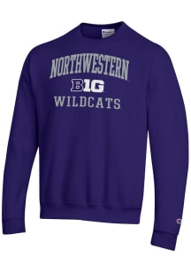 Mens Northwestern Wildcats Purple Champion Big Ten Powerblend Crew Sweatshirt