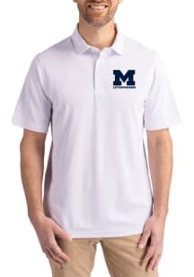 Michigan Wolverines White Cutter and Buck Letterwinners M Club Virtue Eco Pique Big and Tall Polo