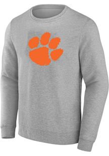 Clemson Tigers Mens Grey Large Logo Big and Tall Crew Sweatshirt